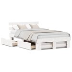vidaXL Cadre de lit avec tiroirs Blanc 135x190 cm Bois de pin massif
