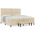 vidaXL Lit à ressorts avec matelas et banc crème 200x200 cm en tissu