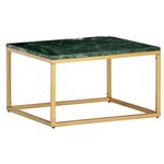 vidaXL Table basse Vert 60x60x35 cm Pierre véritable et texture marbre