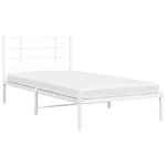 vidaXL Cadre de lit métal avec tête de lit blanc 100x200 cm