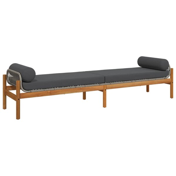 vidaXL Banc de jardin avec coussin gris résine tressée acacia