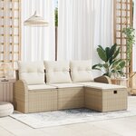 vidaXL Ensemble de canapé de jardin 4 pièces beige poly rattan