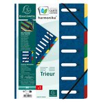 Trieur Harmonika® À Fenêtres Avec Élastiques Véritable Carte Lustrée 7 Compartiments - Bleu - X 8 - Exacompta