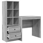Bureau vidaXL avec rangement Gris Sonoma Bois d'ingénierie