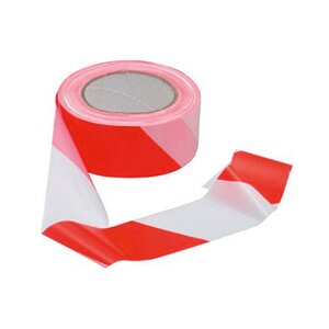 Ruban de signalisation, 100 m x 5 cm - Rouge et blanc (rouleau 100 mètres)