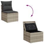 Canapé de Jardin 9 Pièces avec Coussins Gris Clair Poly Rattan