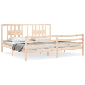 vidaXL Cadre de lit avec tête de lit 200x200 cm bois massif