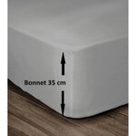 Drap Housse 100  Coton 160 x 200 cm - Bonnet 35 cm - Gris clair
