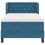 Lit à ressort vidaXL avec matelas bleu foncé 90x190 cm en velours