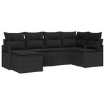 Ensemble de canapés de jardin vidaXL 6 pièces avec coussins noir poly rotin