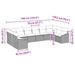 vidaXL Ensemble de canapé de jardin 10 pièces avec coussins Rattan Poly Noir