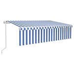 vidaXL Auvent automatique store capteur de vent LED 6x3 m Bleu blanc