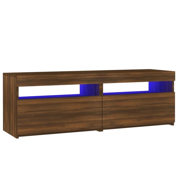 vidaXL Meuble TV avec lumières LED chêne marron 120x35x40 cm