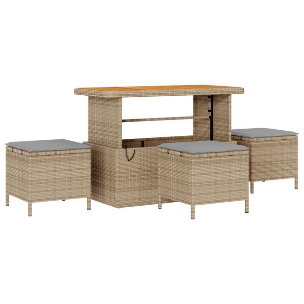 Ensemble de canapés de jardin 9 pièces avec coussins beige rotin poly acacia