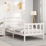 vidaXL Cadre de lit avec tête de lit blanc petit simple bois massif