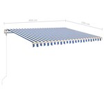 vidaXL Auvent manuel rétractable avec LED 4 5x3 5 m Bleu et blanc