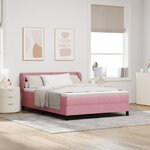 Lit à ressort vidaXL avec matelas Rose 140x190 cm Velours