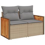 vidaXL Salon de jardin avec coussins 9 Pièces beige résine tressée