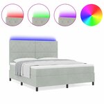 vidaXL Lit à ressorts avec matelas et lumière LED gris clair 180x200 cm en velours