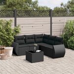vidaXL Salon de jardin 6 Pièces avec coussins noir résine tressée