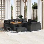 Ensemble de canapé 13 pièces noir poly rattan