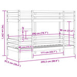 vidaXL Lit superposé cire marron 90x200 cm bois de pin massif