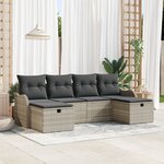 Set de canapé de jardin vidaXL 6 pièces avec coussins Gris clair Poly Rotin