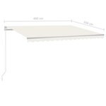 vidaXL Auvent automatique avec capteur de vent et LED 4x3 5 m Crème
