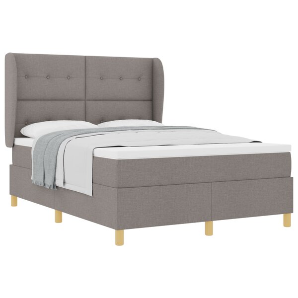 Lit à ressort avec matelas vidaXL Taupe 140x190 cm Tissu