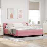 Lit à ressort vidaXL avec matelas rose 180x200 cm en velours