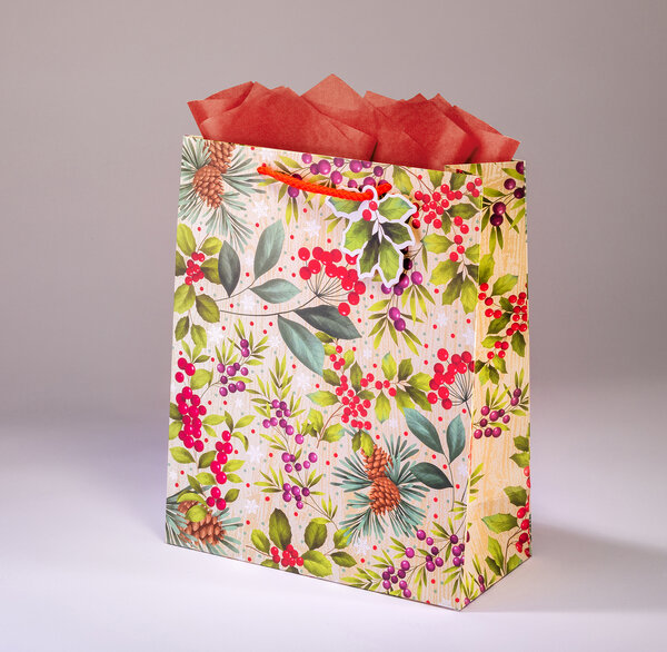 Sac cadeau floral wish gml 26 x h 32,5 houx