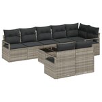 vidaXL Ensemble de Canapé de Jardin 9 Pièces avec Coussins Gris Rattan Poly