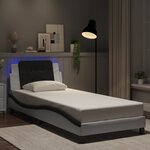vidaXL Cadre de lit avec LED sans matelas blanc et noir 90x190 cm