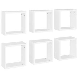 vidaXL Étagères cube murales 6 Pièces Blanc 30x15x30 cm