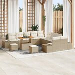Ensemble de Canapés de Jardin de 13 Pièces avec Coussins Beige
