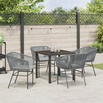 vidaXL Ensemble de 3 Gris Rattan PE 4 Places