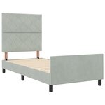 Lit vidaXL Gris clair 90x200 cm Velours