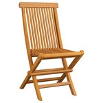 vidaXL Chaises de jardin et coussins à carreaux gris 6 Pièces Teck massif