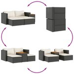 vidaXL Salon de jardin 5 Pièces avec coussins noir résine tressée acacia