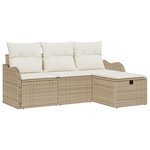 Ensemble de canapé de jardin de 4 pièces avec coussins beige en rotin poly