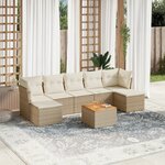vidaXL Salon de jardin avec coussins 8 Pièces beige résine tressée