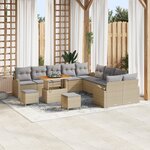 Ensemble de Canapé de Jardin vidaXL 13 Pièces avec Coussins Beige Rattan Synthétique