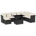 vidaXL Salon de jardin 9 Pièces avec coussins noir résine tressée