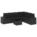 vidaXL Salon de jardin 7 Pièces avec coussins noir résine tressée