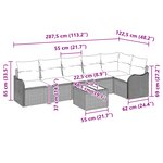 Ensemble de canapé de jardin 7 pièces avec coussins beige en rotin