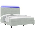 vidaXL Lit à ressorts avec matelas et lumière LED gris clair 180x200 cm en velours