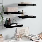 vidaXL Étagère murale flottante 4 Pièces Noir brillant 40x23x3 8 cm MDF
