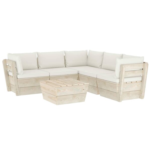 vidaXL Salon de jardin palette 6 Pièces avec coussins bois d'épicéa