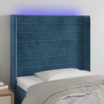 vidaXL Tête de lit à LED Bleu foncé 103x16x118/128 cm Velours