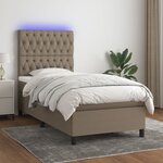 vidaXL Sommier à lattes de lit et matelas et LED Taupe 90x190 cm Tissu